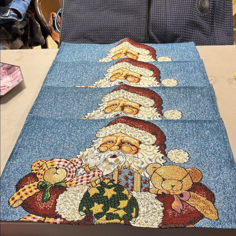Santa Claus Holiday Tapestry with Bears